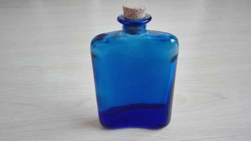 Blue Glass Bottle (Hip Flask Shape)