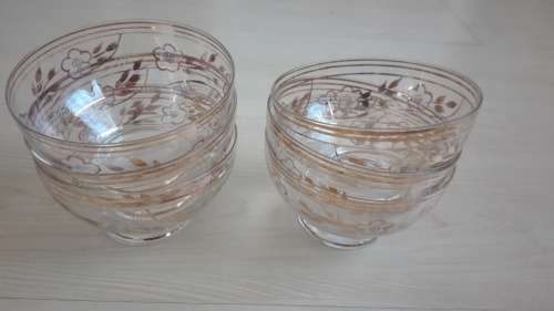 Vintage Glass Dessert Bowls - width 11cm. height 7cm