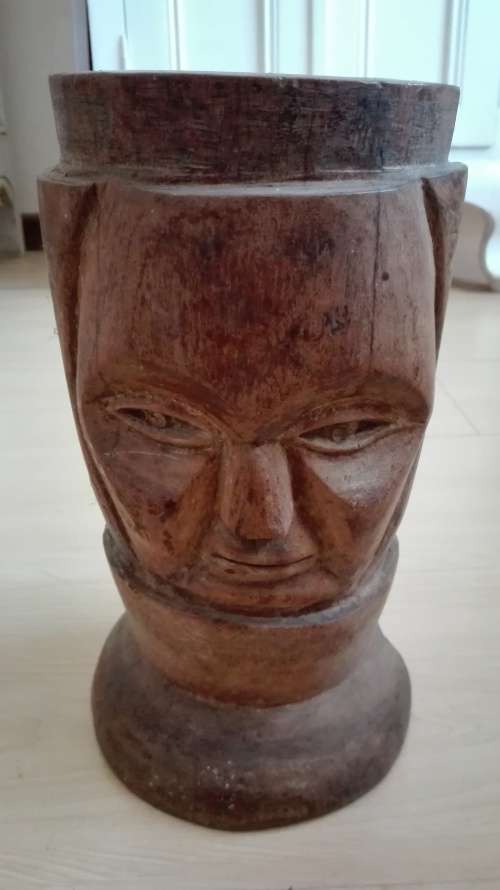 Carved Wooden Face (Vase)
