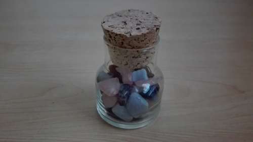 Small Glass Jar with Gemstones