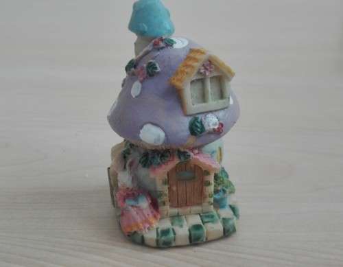 Miniature (Bunny Family) Mushroom House - height 8cm. width 5cm depth 5cm