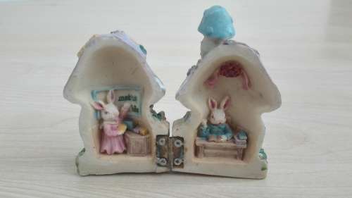 Miniature (Bunny Family) Mushroom House - height 8cm. width 5cm depth 5cm