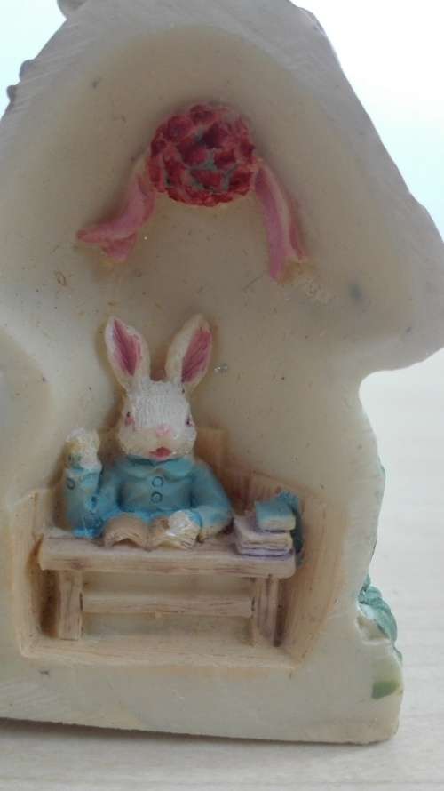 Miniature (Bunny Family) Mushroom House - height 8cm. width 5cm depth 5cm