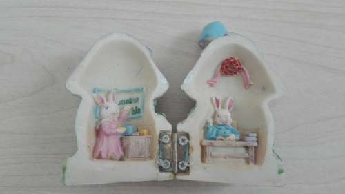 Miniature (Bunny Family) Mushroom House - height 8cm. width 5cm depth 5cm