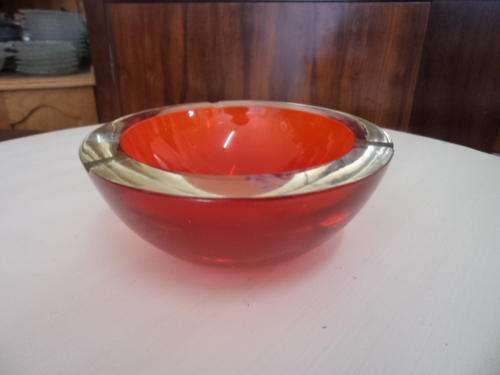 Red Glass Ashtray