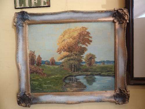 Beautiful Framed Landscape Painting by B. Black (1954)