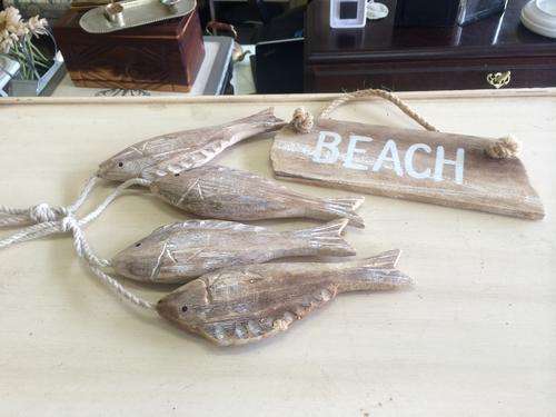 Wooden Fish & Beach Sign Display