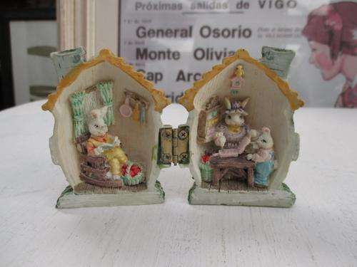 Miniature House Ornament (with rabbit family)