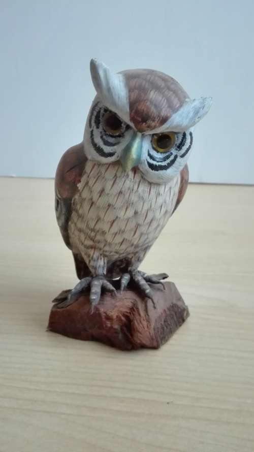 Wooden Owl Figurine