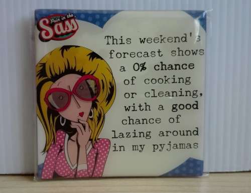 Fridge Magnet: This weekend`s forecast shows a 0% chance of cooking or cleaning..