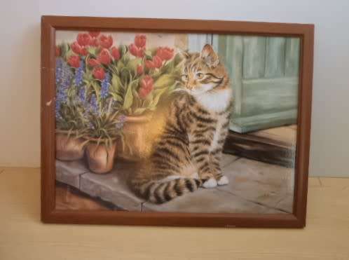 Framed Cat Print Bean Bag Cushion Lap Tray.
