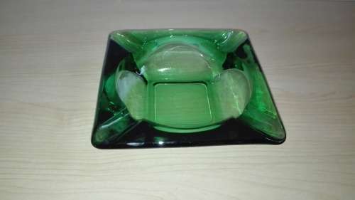 Vintage Green Glass Ashtray