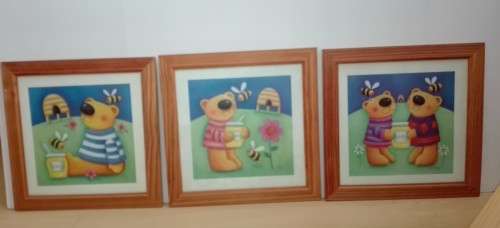 Framed Teddy Bear Prints (30cm x 30cm)