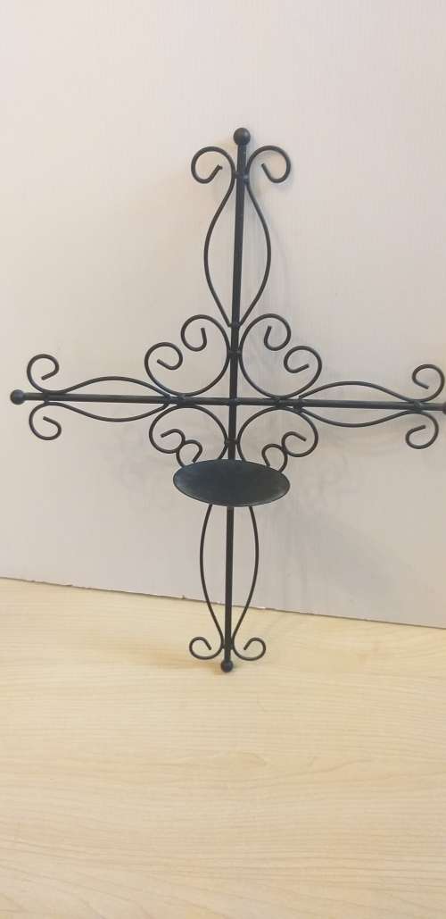 Metal Wall Hanging Cross Shape Candle Holder