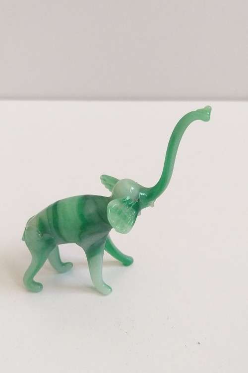 Miniature Green Glass Elephant Figurine