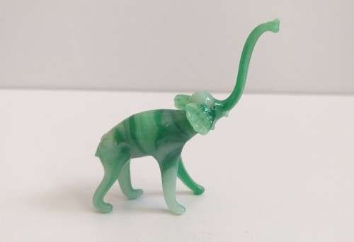 Miniature Green Glass Elephant Figurine