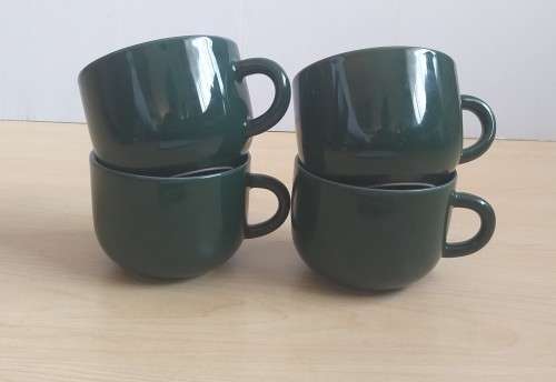 Set of 4 Green Teacups (no saucers)
