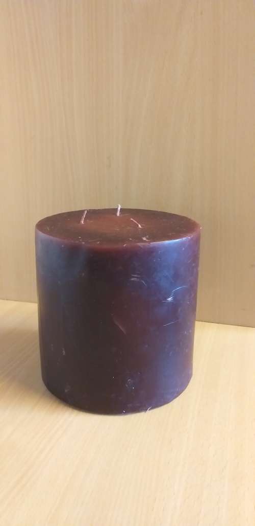 Large Round Brown Candle - height 15cm. width 15cm