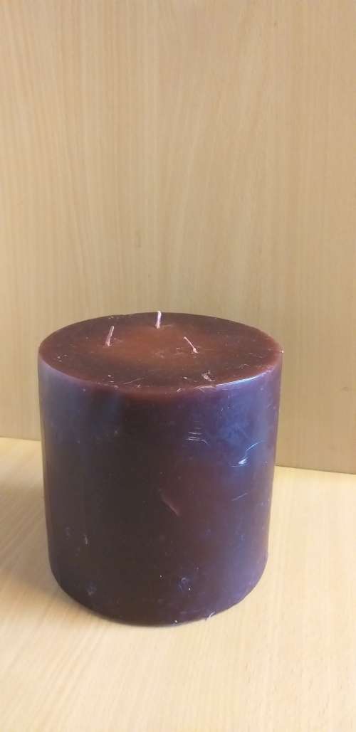 Large Round Brown Candle - height 15cm. width 15cm