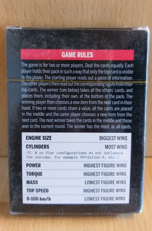 Pack of Car trump Cards - Icons of Motorsport (Sealed Pack)