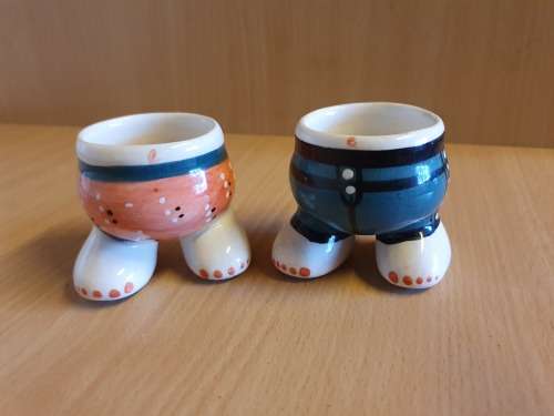 Set of 2 Ceramic Figurine Egg Cups