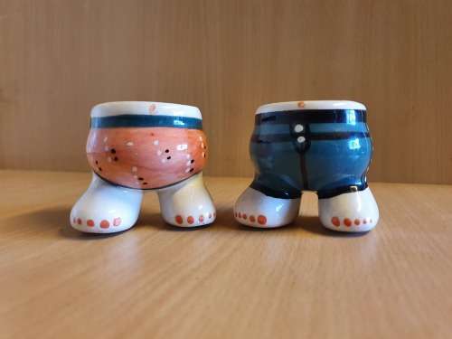 Set of 2 Ceramic Figurine Egg Cups