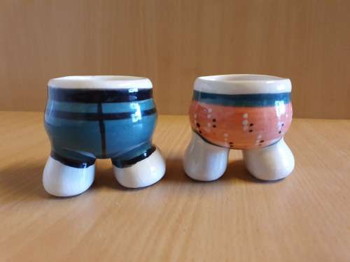 Set of 2 Ceramic Figurine Egg Cups