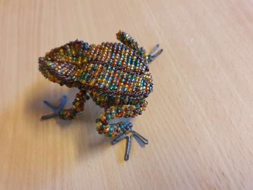 Beaded Frog Figurine