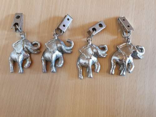 Set of 4 Metal Elephant Figurine Tablecloth Weights