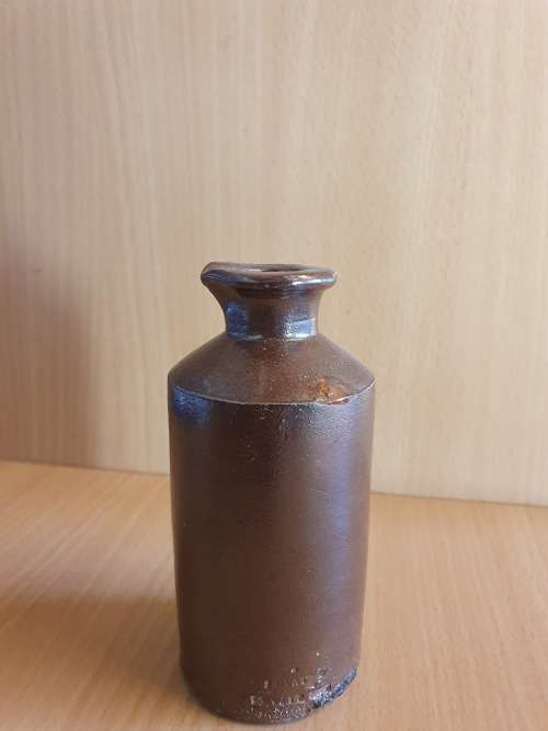 Set of 3 Brown Stoneware Ink Bottles
