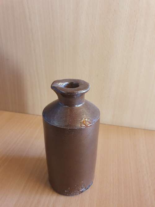 Set of 3 Brown Stoneware Ink Bottles