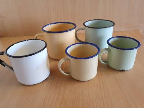 Lot of 5 Enamel Mugs