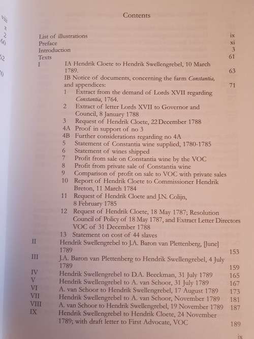 Hendrik Cloete, Groot Constantia En Die/And The VOC 1778-1799: G.J. Schutte