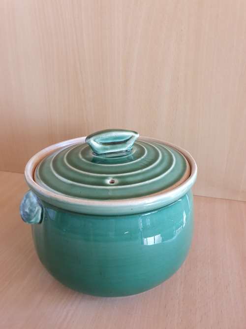 Round Green Lidded Ceramic Serving Bowl - Made in England