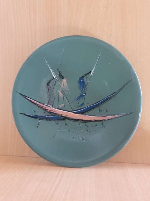 Round Painted Wall Plate - width 23cm