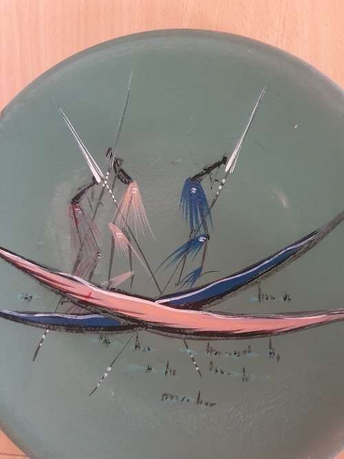 Round Painted Wall Plate - width 23cm