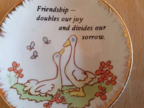 Small Round Plate - Friendship - doubles our joy and divides our sorrow (10cm)