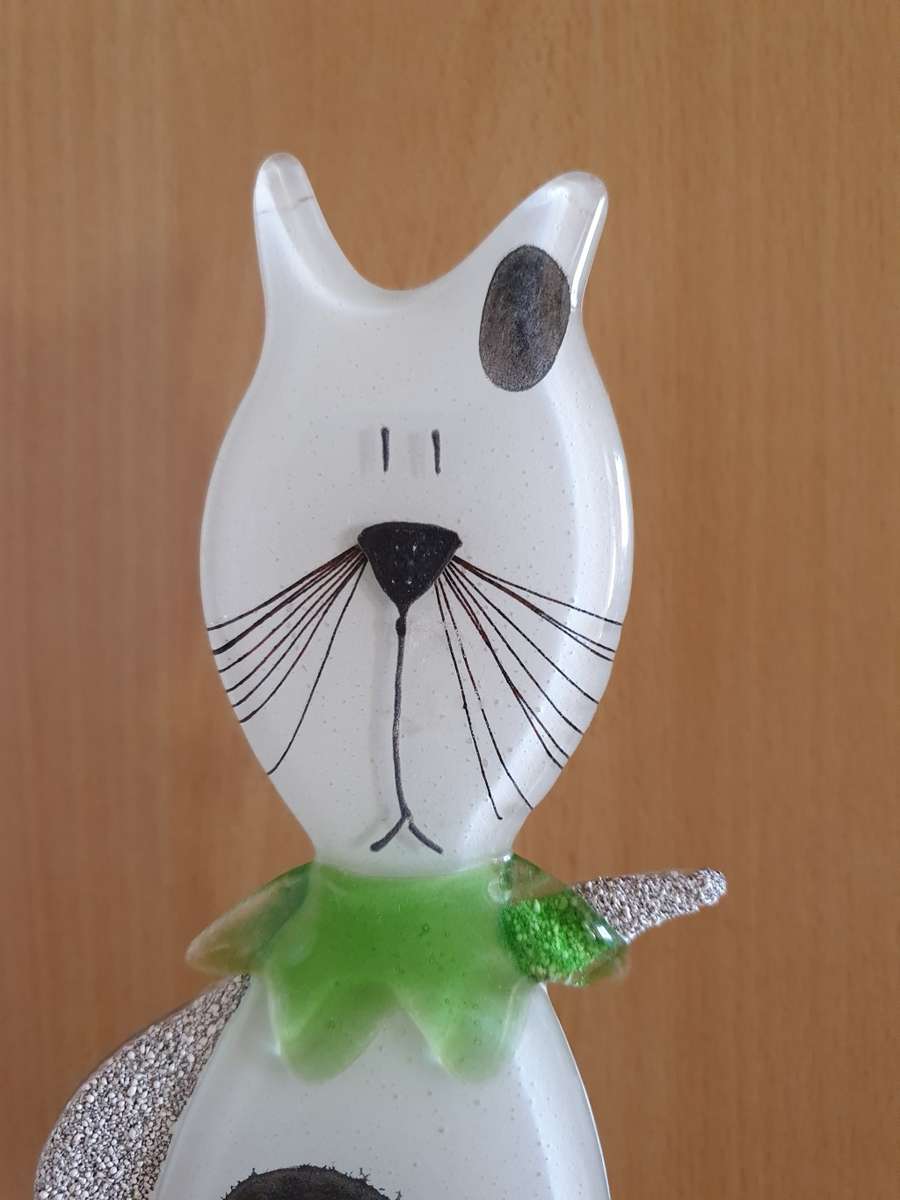 Aneta Pawlowska Free Standing Studio Art Glass Cat Figurine