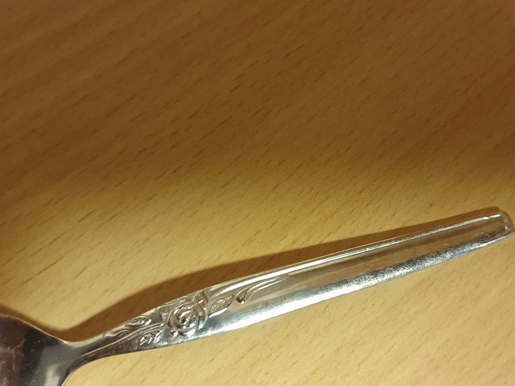 Set of 6 Vintage Stainless Steel Rose Pattern Teaspoons