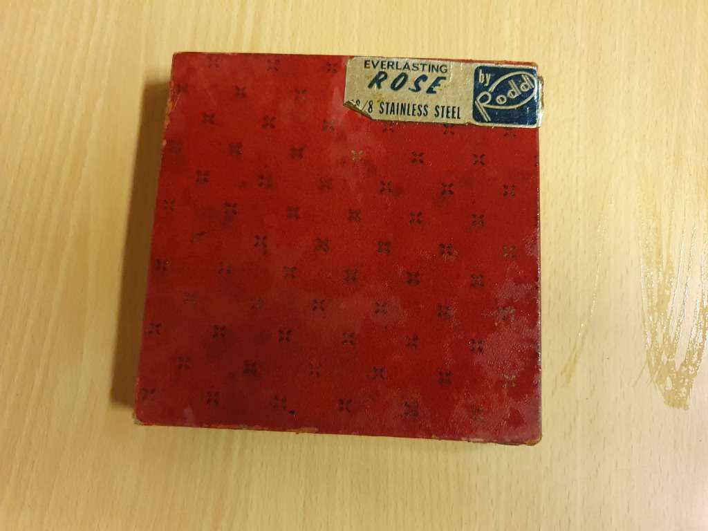 Set of 6 Vintage Stainless Steel Rose Pattern Teaspoons