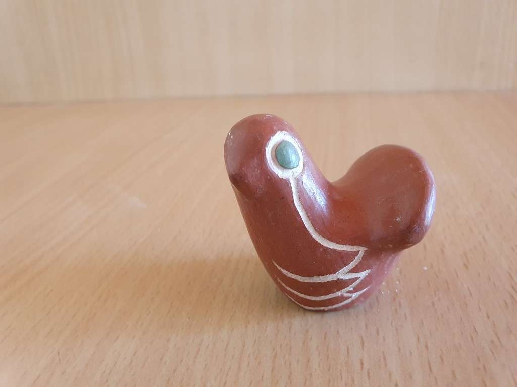 Miniature Pottery Bird Figurine -  4cm x 3cm height 5cm