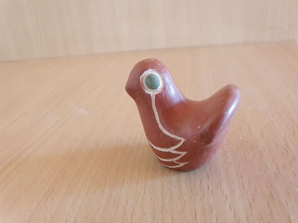 Miniature Pottery Bird Figurine -  4cm x 3cm height 5cm
