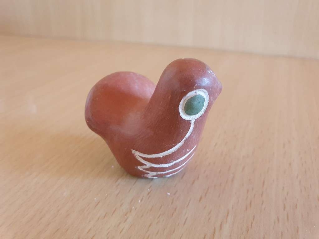 Miniature Pottery Bird Figurine -  4cm x 3cm height 5cm