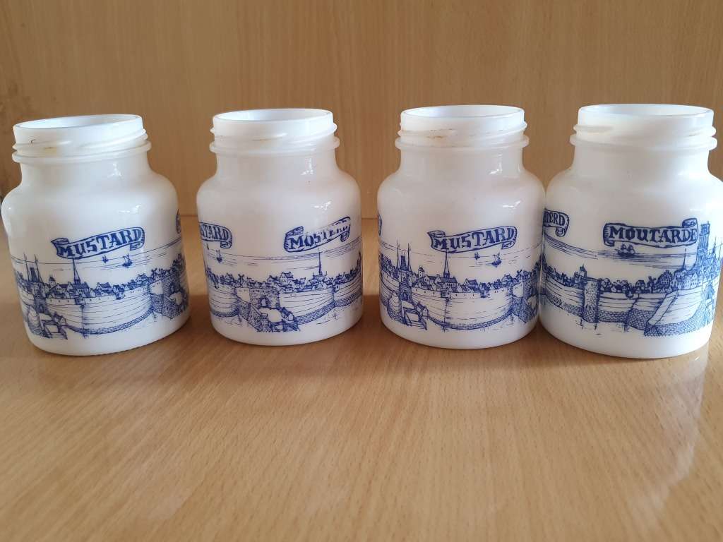 Blue & White Mustard Jars