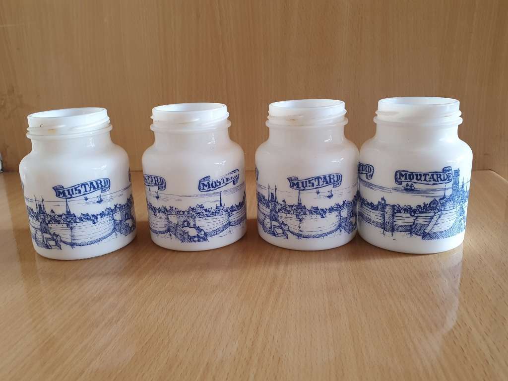 Blue & White Mustard Jars