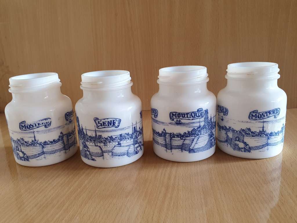 Blue & White Mustard Jars