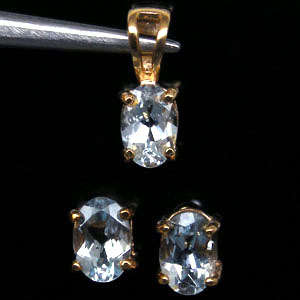 MAJESTIC 6.91ct NATURAL TOPAZ 925 SILVER (14K GOLD PLATED) PENDANT AND EARRINGS