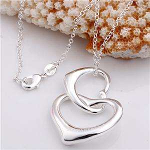 STUNNING DOUBLE HEART 925 PENDANT NECKLACE