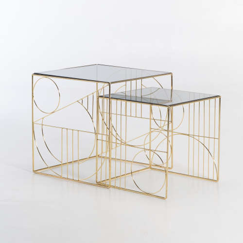 ARES SET OF 2 GLASS TOP TABLES