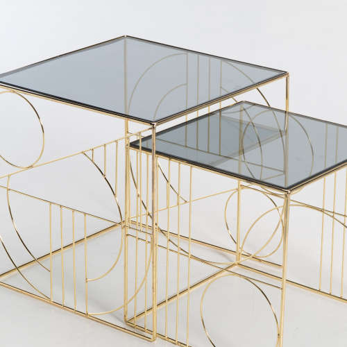 ARES SET OF 2 GLASS TOP TABLES